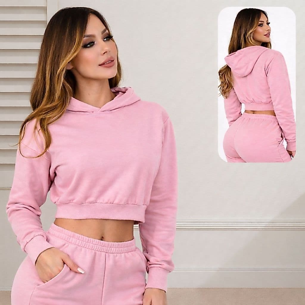Moletom Cropped Feminino com Capuz Touca Blusa de Frio Inverno