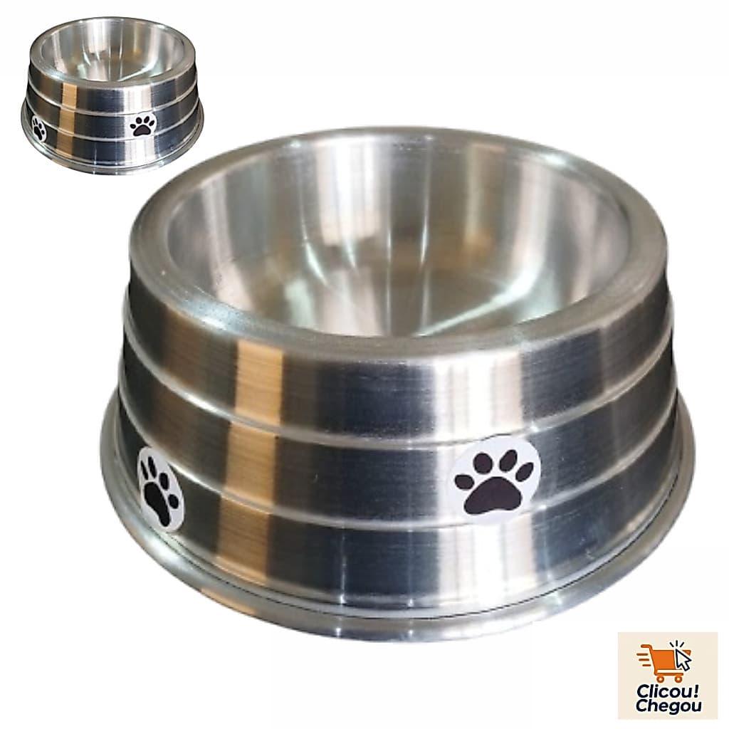 Comedouros em Alumínio Reforçado Leve Polido para Pet Diversos Tamanhos 250ml/500ml/1000ml/1200ml - KIT com 2  peças