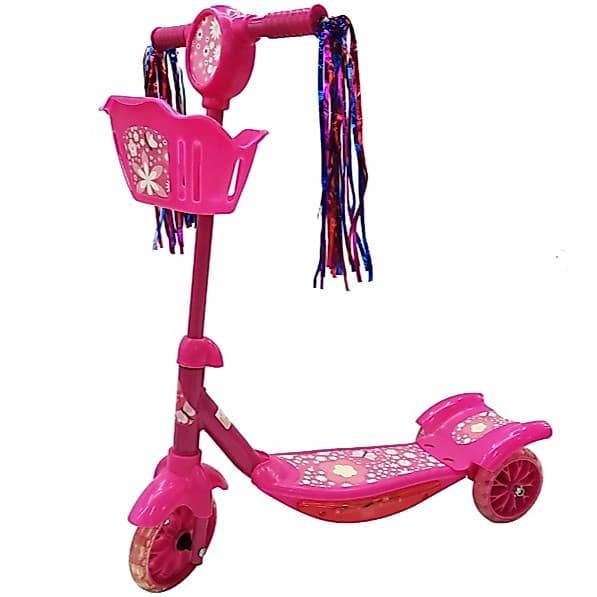 Patinete Infantil Scooter para Criança com Música, Luzes, Cesta e 3 Rodas