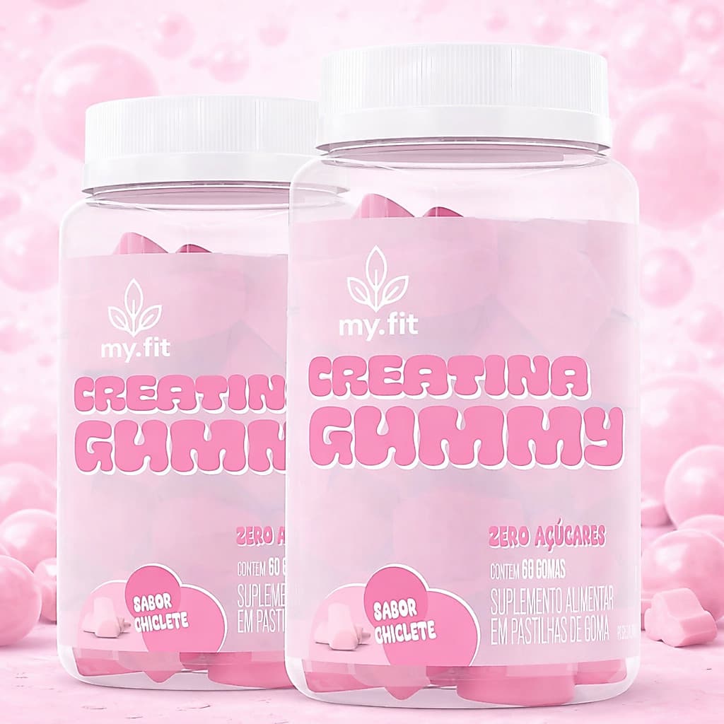 Kit 2x Creatina Gummy, Sabor Chiclete (120 Gomas) 3g de Creatina por Dose - Zero Açúcar, My Fit