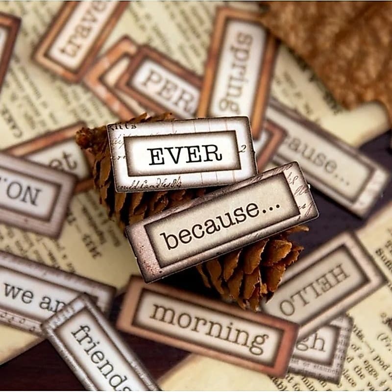 50 Adesivos palavras scrapbook