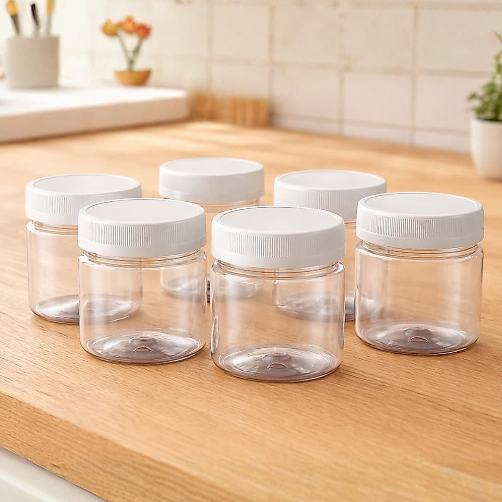 6 Pote Frasco 150ml Tampa De Rosca Plástico Cristal Cores
