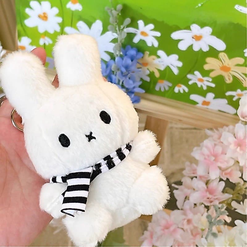 Miffy Coelho Boneca Pingente Preto Branco Cachecol Modelo Bonito Masculino E Feminino Estudante Mochila Chaveiro Decoraç