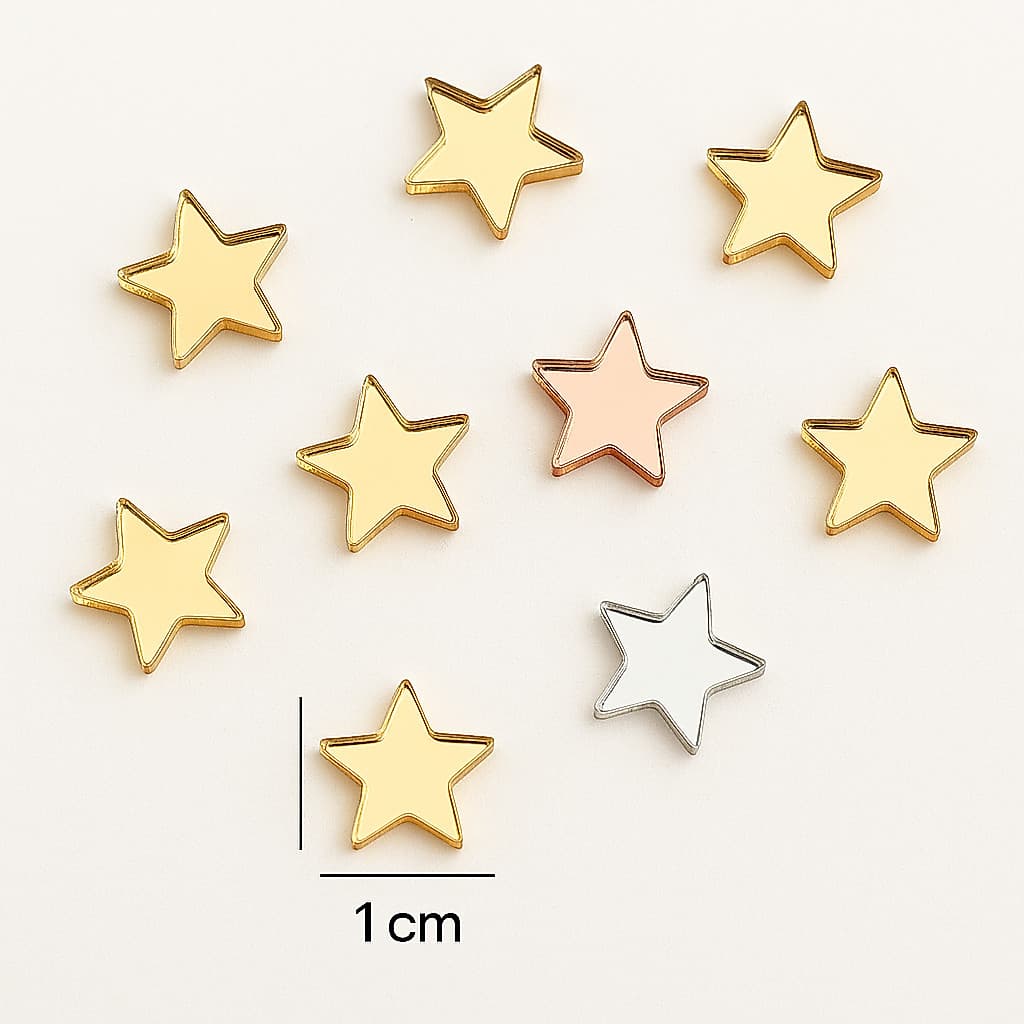 30/50/80 Mini Apliques Estrela em Acrílico p/ Decoração Acabamentos Laços (1cm)