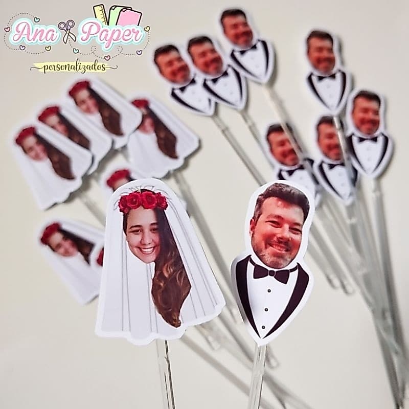 20 ou 50 Topper para Docinhos Noivos (personalizado com foto)