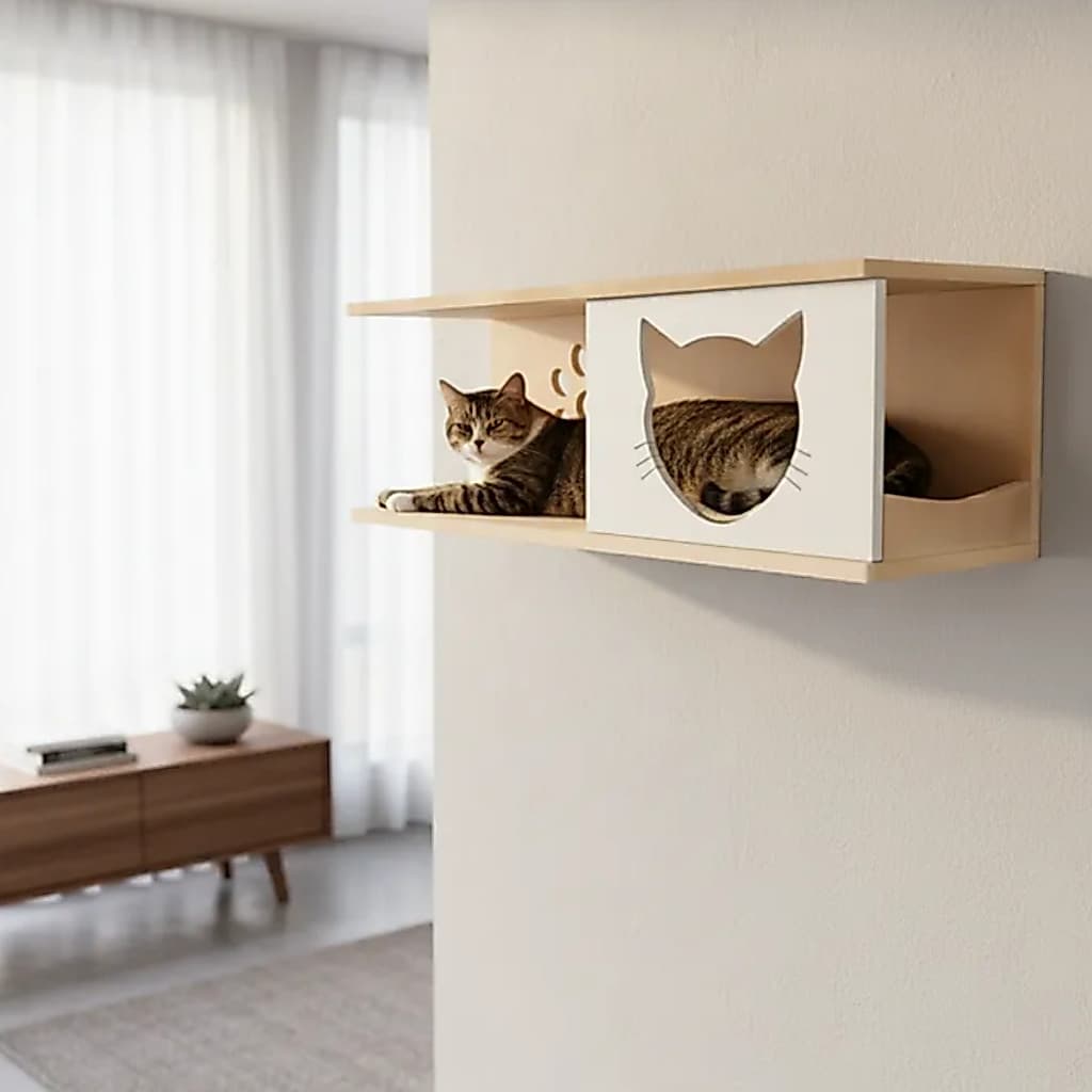 Casa de Gato Nicho G Parede Fundo Fechado MDF 15mm REFORÇADO Gatificação Acessórios Para Gato