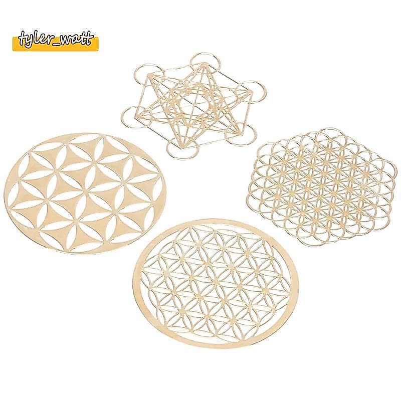 4 Pçs/Set Novo Adesivo De Decoração De Metal Flor Da Vida