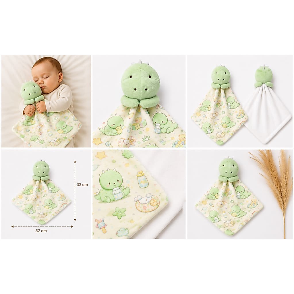 Naninha Bebê de Apego com Prendedor de Chupeta – Cabecinha Plush Mantinha Macia Frente Plush Verso Malha Recém-Nascido