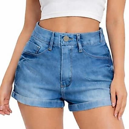 Short Jeans Feminino Com Elastano Modelagem levanta Bumbum