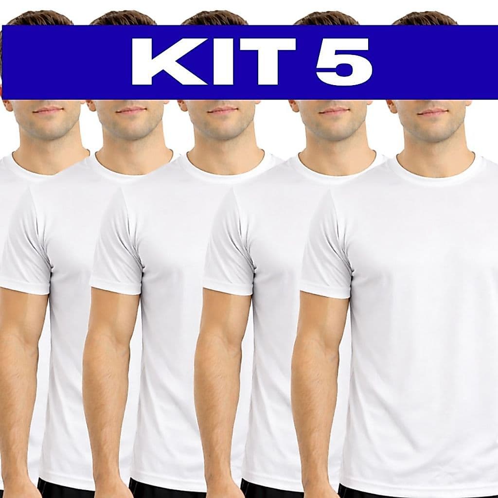 Kit 5 Camisetas Brancas Estilo Dry Fit 100% Poliéster Sublimação Atacado Básicas Uniformes Abadas Personalizados