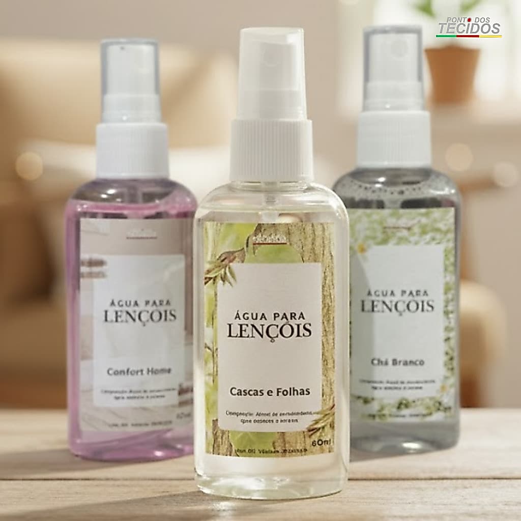 Água Perfumada 60ml p/ Lençóis, Roupas e Tecidos + Borrifador
