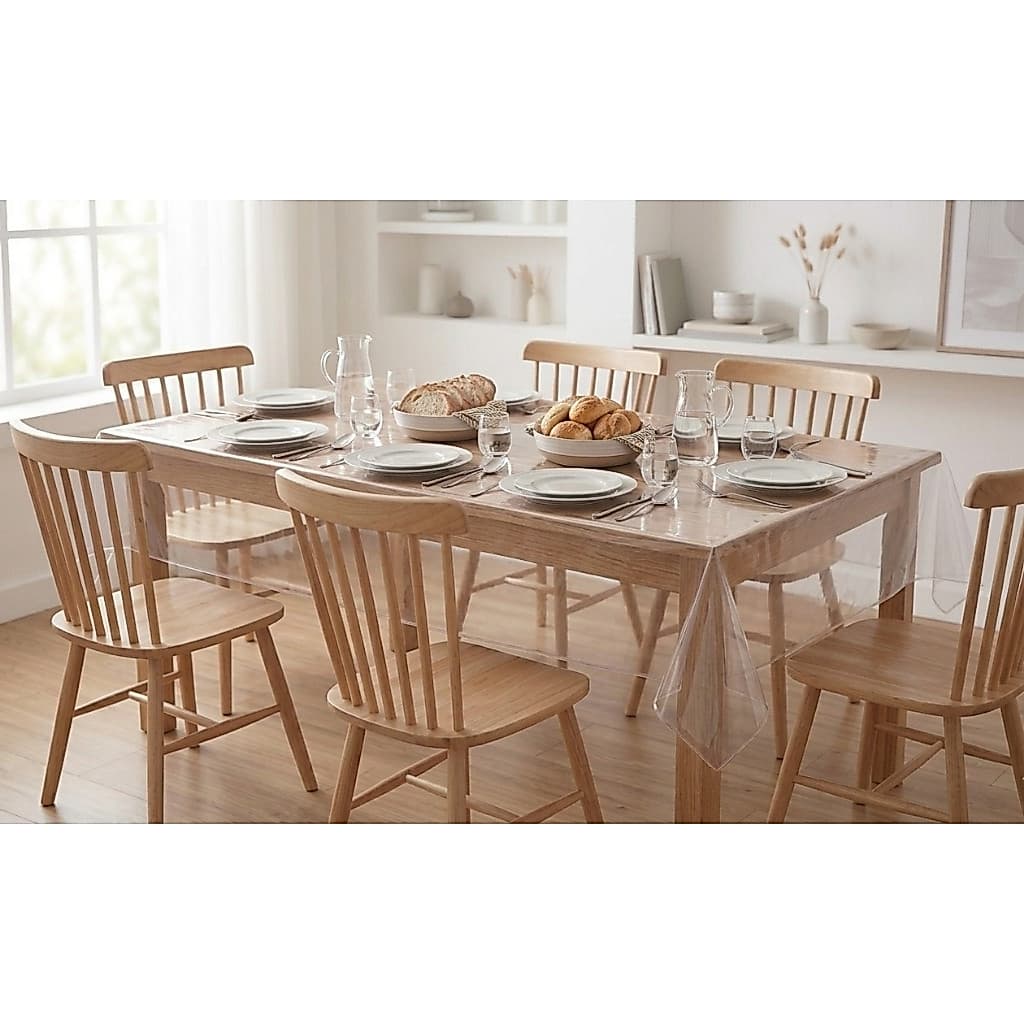 Toalha De Mesa 4/6/8/10 LUGARES Plástico PVC Cristal Transparente0,13mm/ Impermeável Grossa Várias Medidas