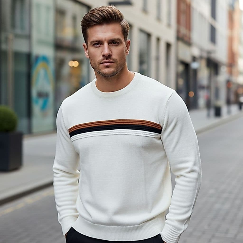 Suéter Masculino Tricô Casaco Premium Blusa Frio Manga Longa Gola Redonda Inverno Moderno Elegante