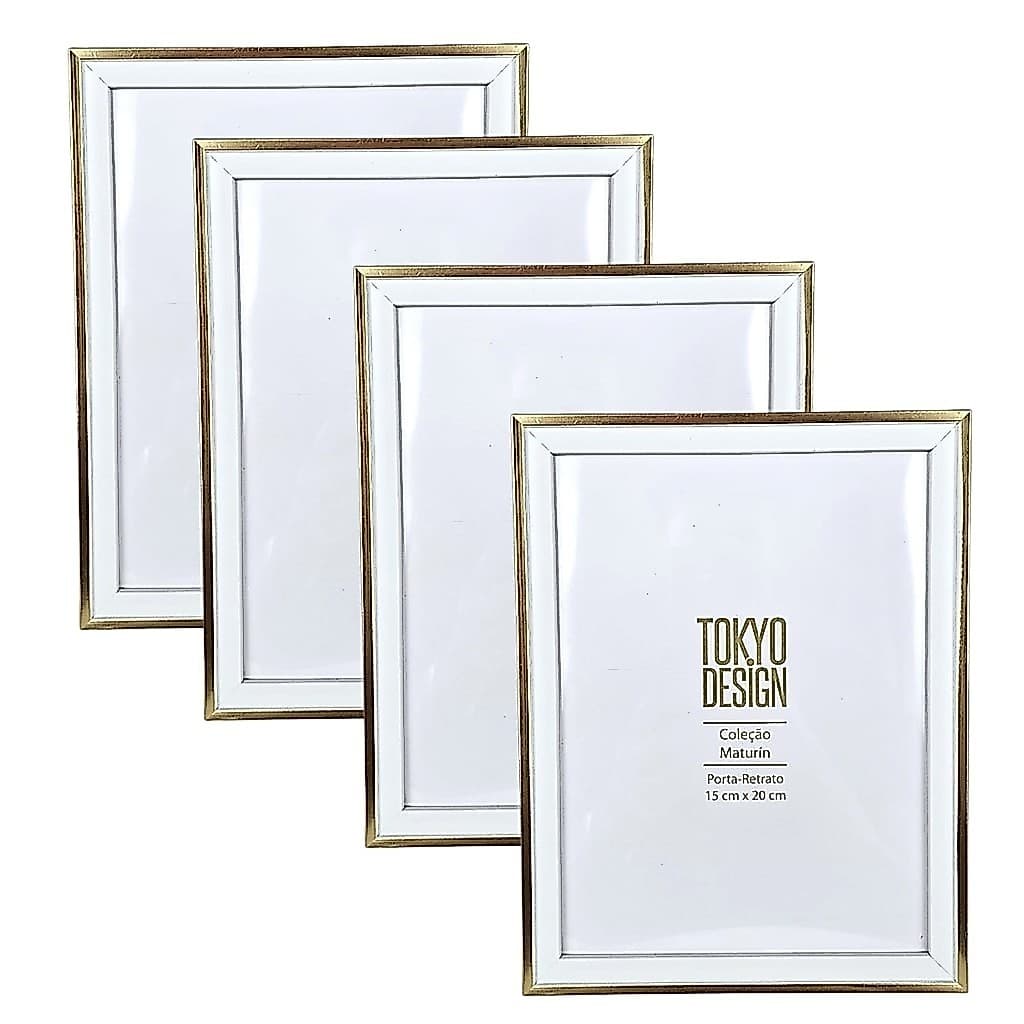 KIT 4 Porta Retratos Paspatur 15x20cm MDF Moldura Fina