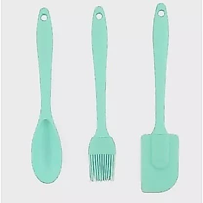 Kit 3 Peças Colher E Pincel Espátula De Silicone Culinário
