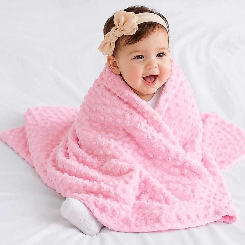 Manta Bebê Pipoquinha Dupla Face Soft Enxoval Berço Carrinho Recém-Nascido Quentinha Macia Plush 1 Metro