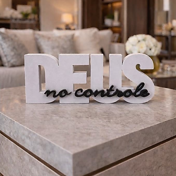 Letreiro Decorativo Deus no Controle – Fé, Paz e Inspiração para Seu Ambiente