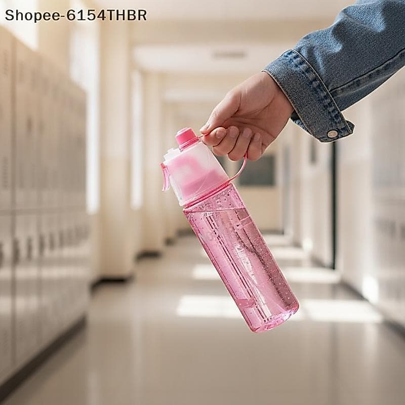 [RG] Garrafa De Água Esportiva Com Névoa De Resfriamento 600ML Bebida Portátil À Prova De Vazamentos Sem BPA Para Ciclis