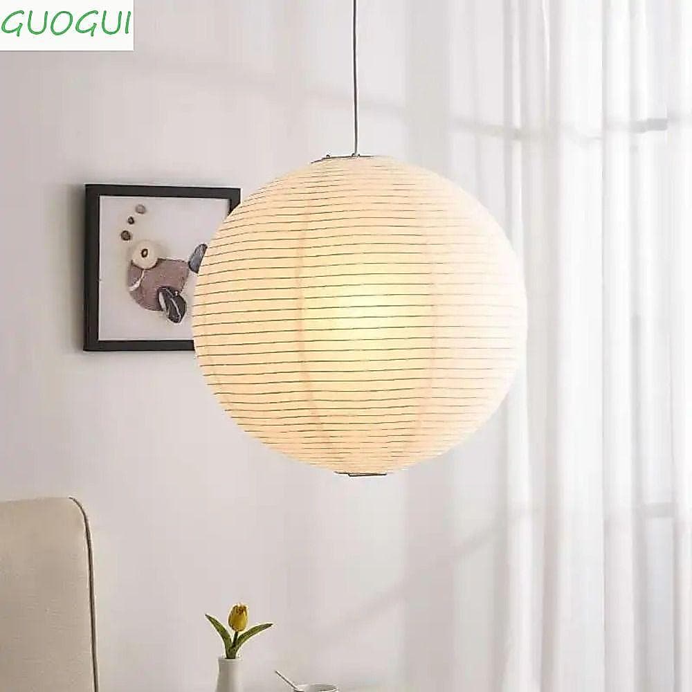 Abajur De Papel GUOGUI , Capa De Luz De Teto Moderna Clássica Lâmpada Pendente Redonda Vintage Suspensa