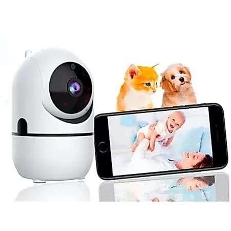 Babá Eletrônica Câmera De Segurança Full HD Wi-Fi Pet Giratória Visão Noturna Colorida Microfone