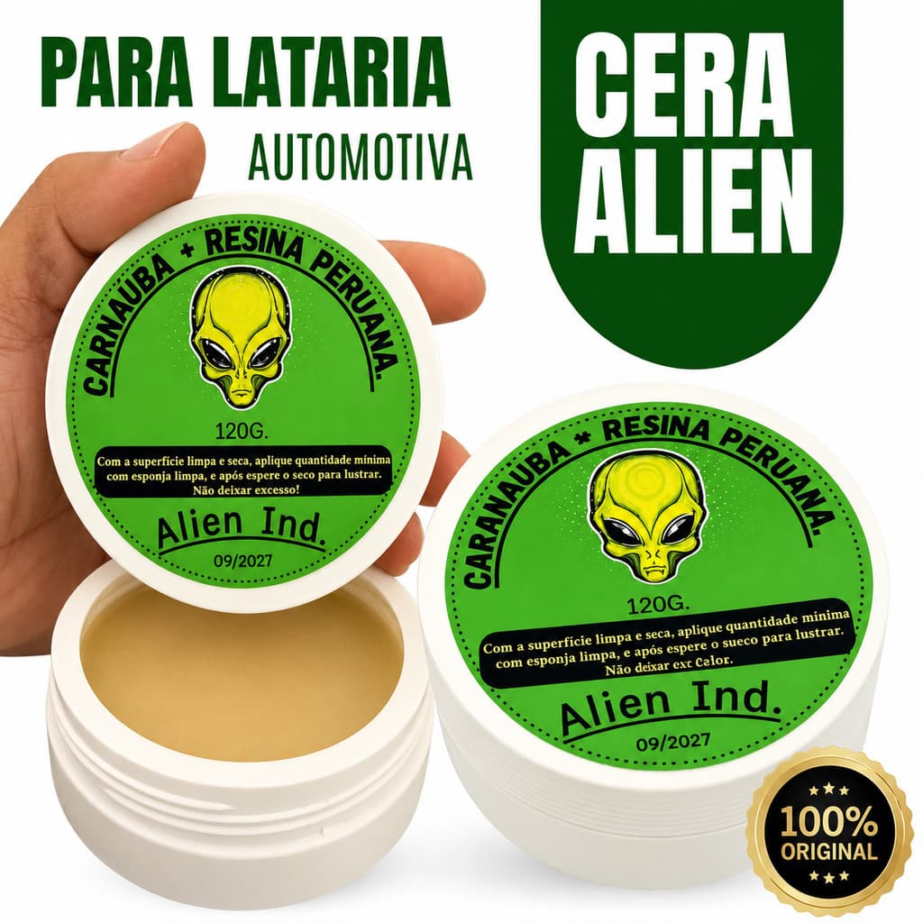 Cera Alien Automotiva Revitaliza Pintura Opaca Queimada e Riscos Brilho Espelhado 120g