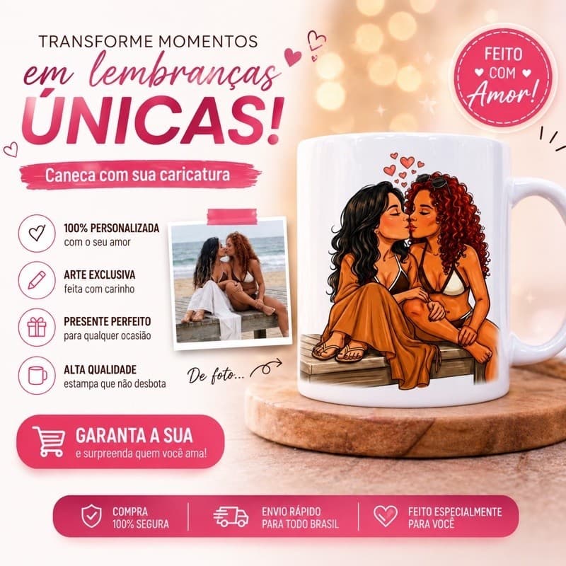 Caneca Personalizada com Caricatura | Presente Criativo e Especial | Caneca Personalizada com Foto