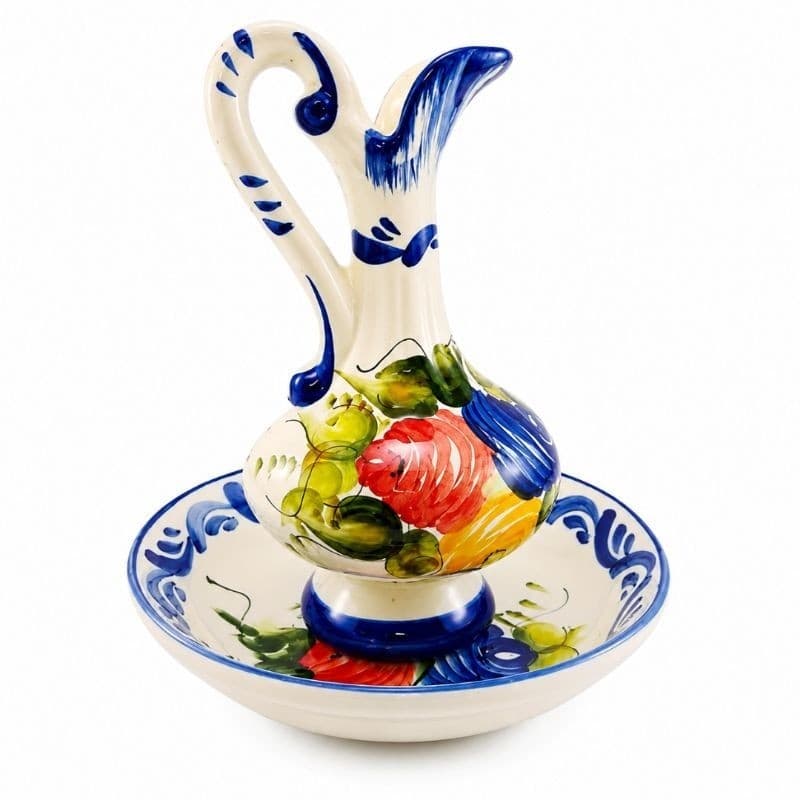 Jarra com Bacia Cerâmica Decorativa Divina Décor 24cm para Água Suco Café Chá Mesa Posta Aparador Cozinha