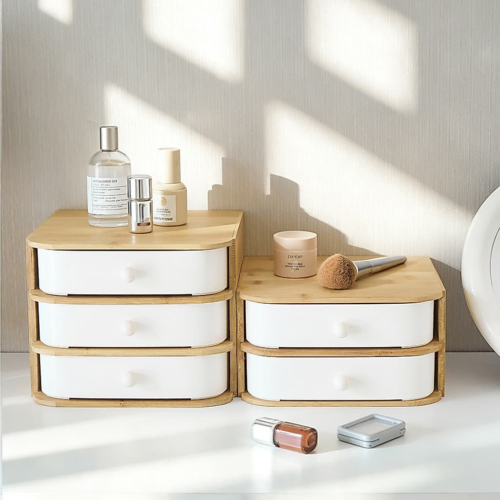 Multi-camada arco gaveta suprimentos de armazenamento placa de bambu caixa de armazenamento sala de estar quarto de hósp