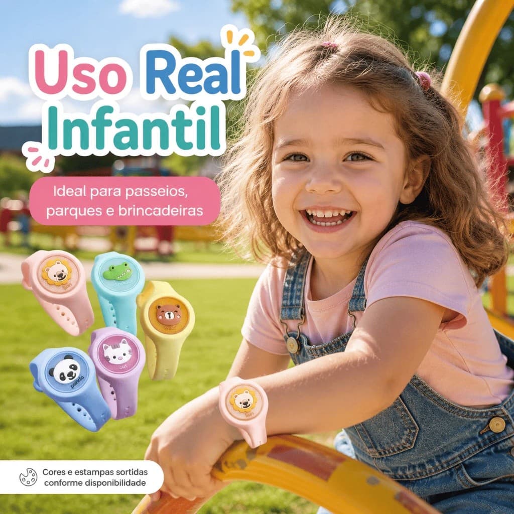 Kit 10 Pulseiras Repelente de Mosquito Infantil com LED | Cores Sortidas, Anti-Pernilongo Portátil
