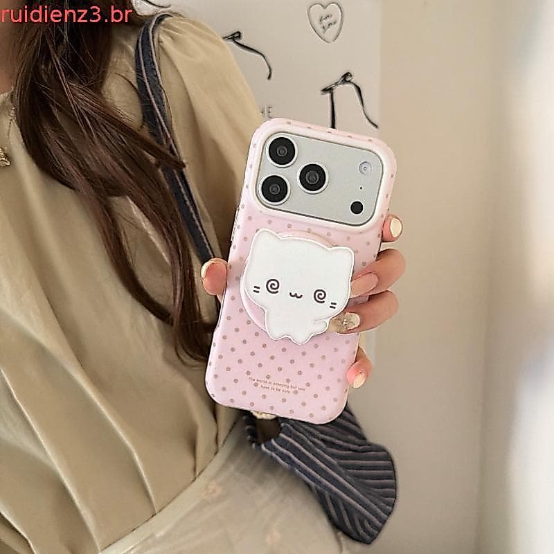 Capa De Telefone Acrílica Com Suporte Magnético Para Gato , Protetora À Prova De Choque iPhone 17 Pro Max 16 15 14 13