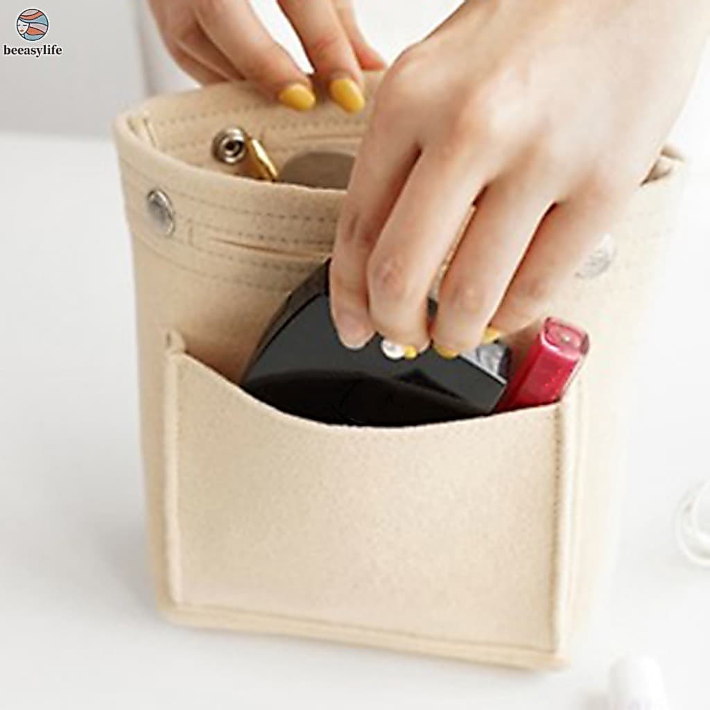 Prático Forro De Pano De Feltro Saco Balde Viagem Inserção Bolsa Sacos Para Escovas Cosméticas Kit Ferramentas