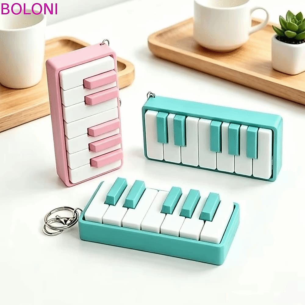 BOLONI Fidget Piano Charme Chaveiro , 3D Impresso Novidade Estresse Clicker Plástico