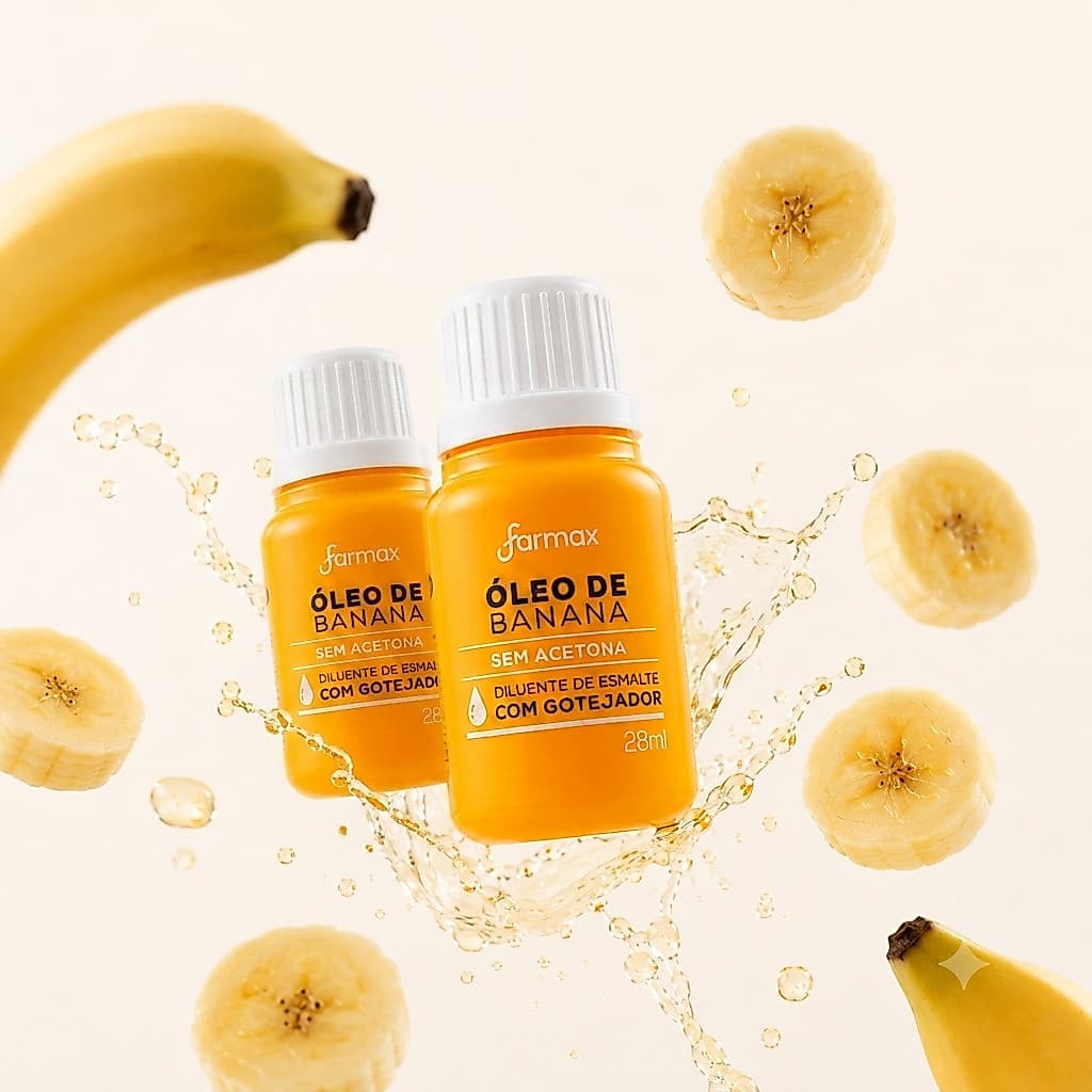 Kit 2 Óleo De Banana Diluente De Esmalte Com Gotejador 28ml Farmax