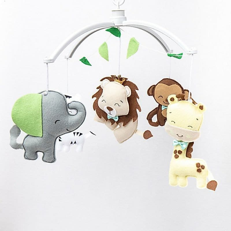 Mobile musical Giratório Berço Safari Animais Elefante leão girafa