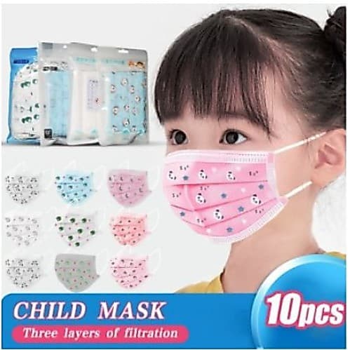 Máscara Descartável Infantil Tripla Com Clipe Nasal estampada kit 10!