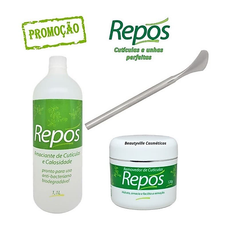 Amolecedor Emoliente Cutículas Calosidades 1,1 + Espátula 222 Podologia + Creme Removedor 120g Repós
