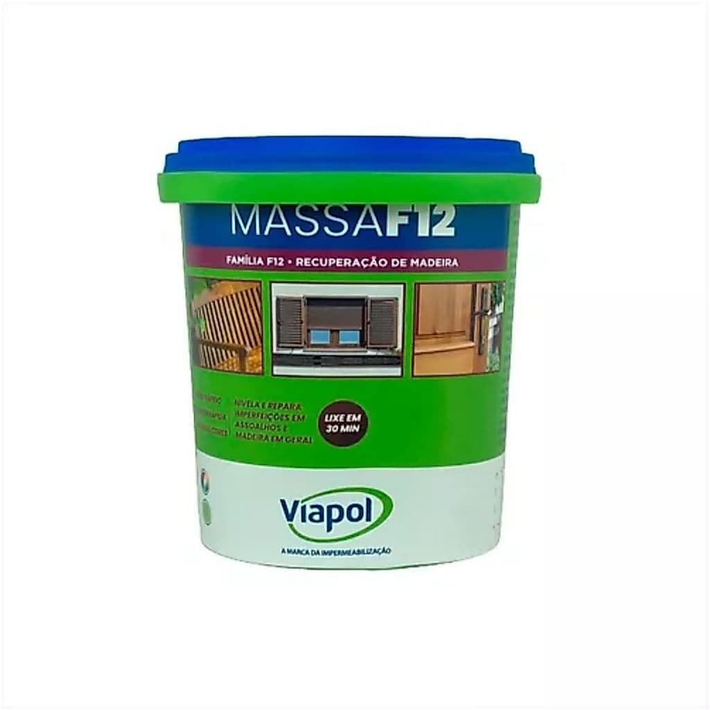 Massa Para Madeira F12 Branca Balde 1,65kg Viapol