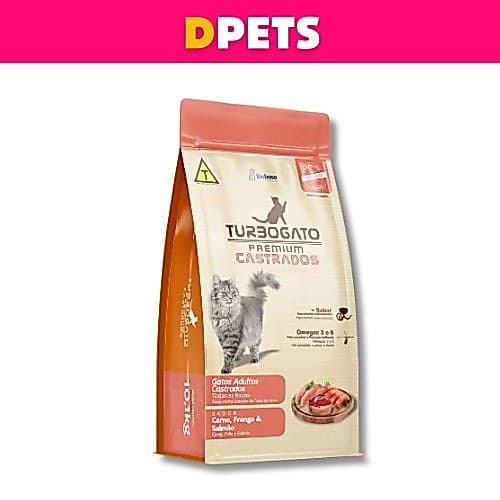 Ração Turbogato Premium Gatos Castrados 1kg ou 5kg Sabor Frango e Peixe