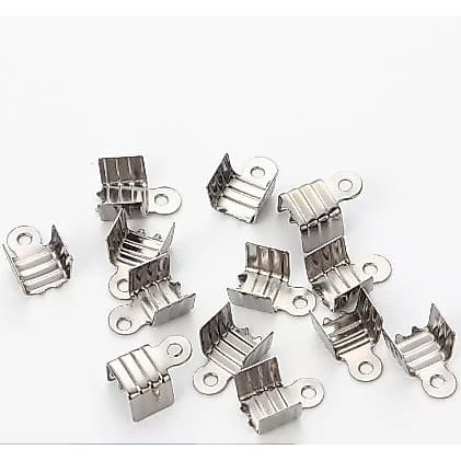 100 unidades Terminal Quadrado frisado/ terminal tips 4mm / Bijuterias/ pulseira/ colar - Dourado ou Prata