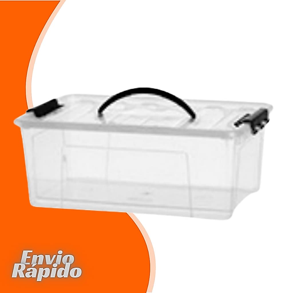 Caixa Transparente Container 12,4 Litros Tampa Com Trava Maleta Com Alça Banheiro Decoração Ferramentas