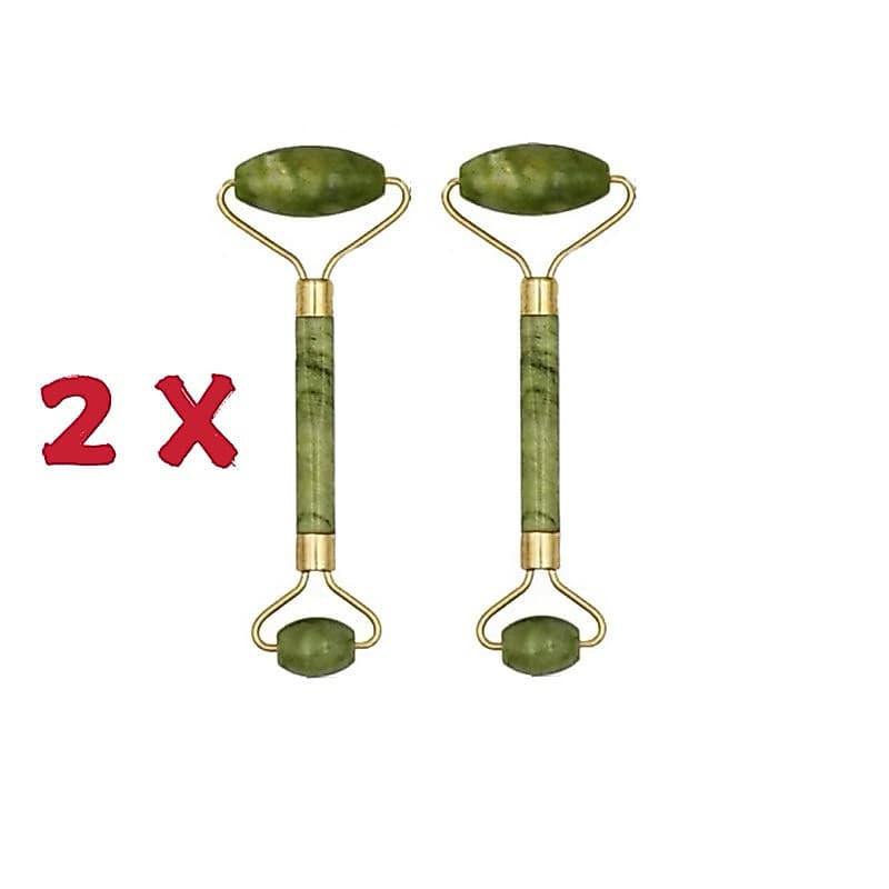 2 Rolos Massageador Pedra De Jade Massagem Facial Anti Rugas