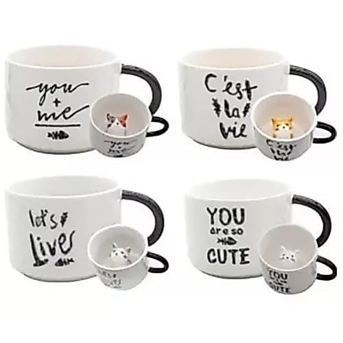 Xicara Caneca Gatinho Dentro 3d You + Me - Gato Café Chá