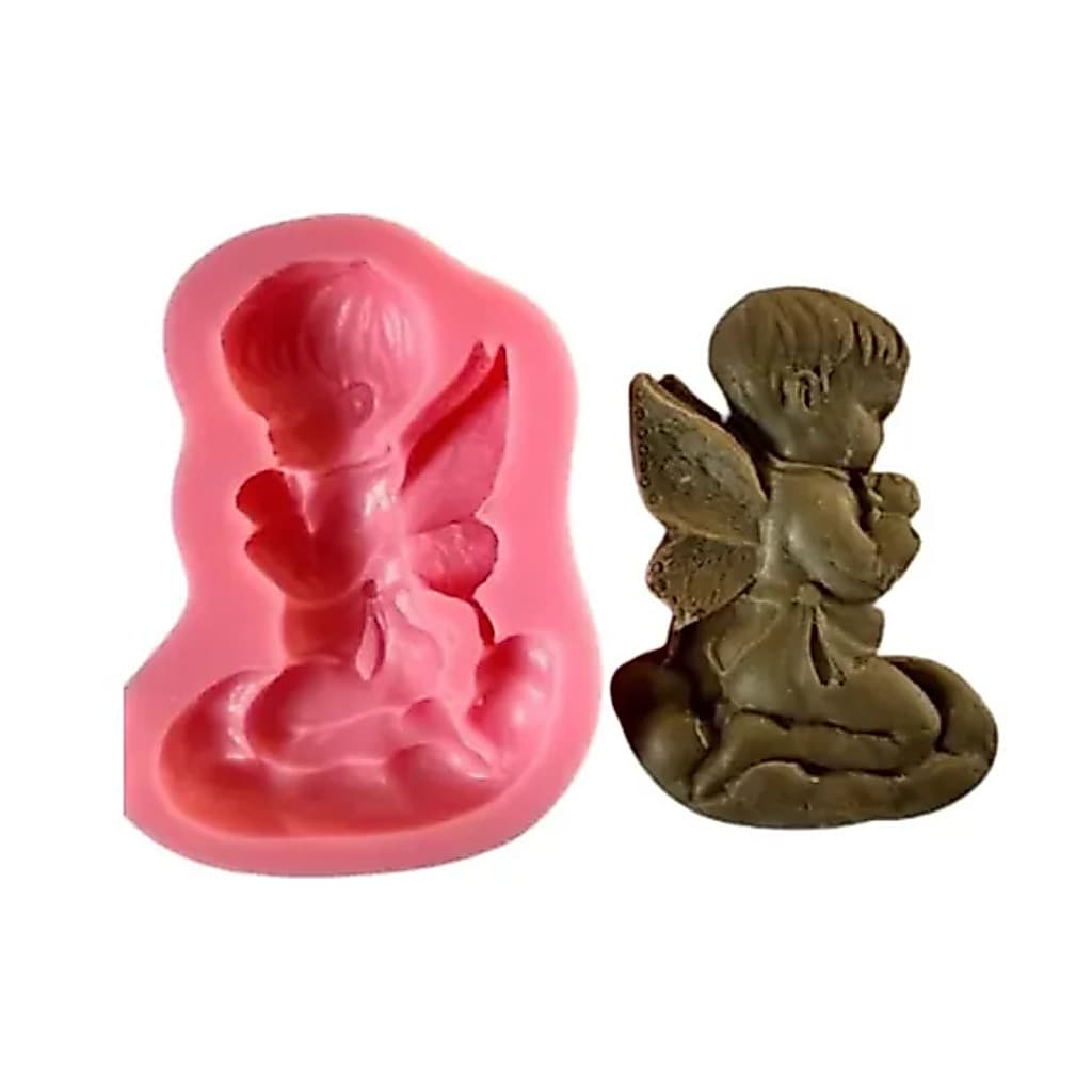Forma Molde Silicone Sabonete Vela Biscuit Resina - Anjo Rezando