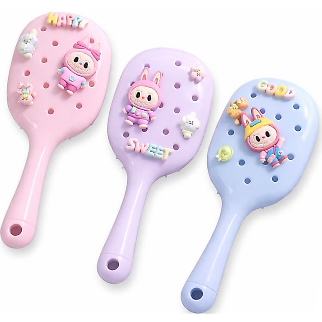 Escova Infantil Labubu Colorida Antiembaraço – 1, 2 ou 3 Unidades | Macia e Delicada