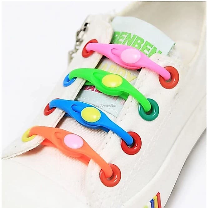Cadarço Elástico Silicone Tenis Colorido 12 Peças Pratico