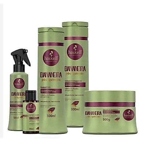 Kit Haskell Bananeira Shampoo + Condicionador + Máscara 300 + Fluido + Nectavita