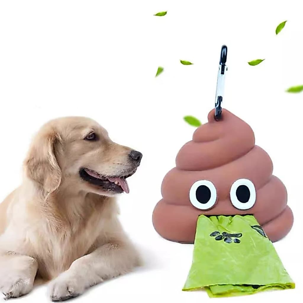 Porta Saquinho Cata Cocô Pets Emoji Prende Na Coleira Com 1 Refil Saquinho