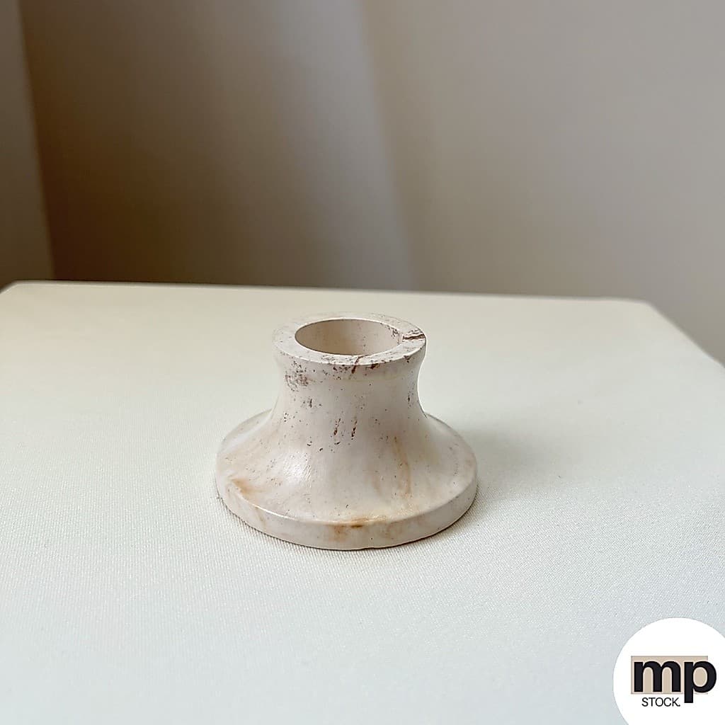 Kit Castiçal Redondo Marmorizado + Vela Palito – Castiçal Concreto + Vela | Decoração Aesthetic