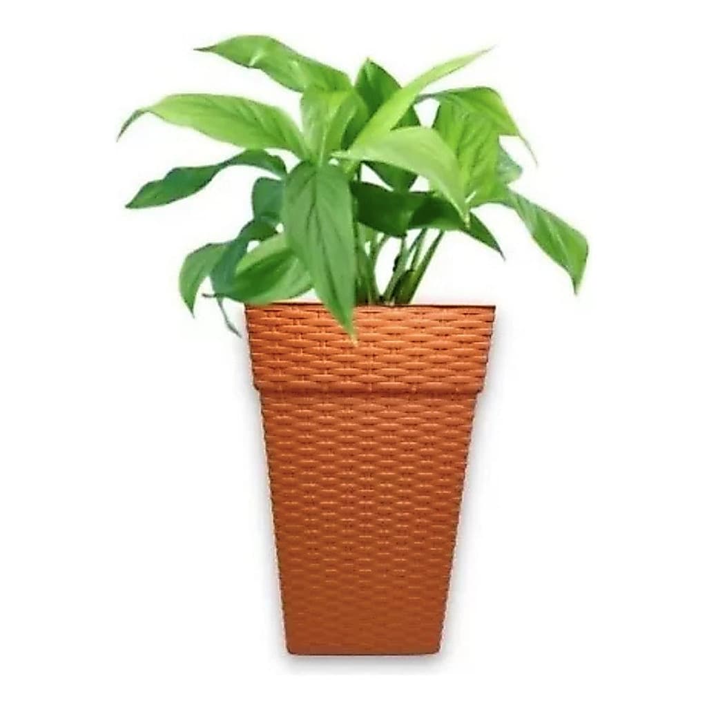 Vaso Grande Coluna Quadrado Rattan Para Flores E Plantas 17l