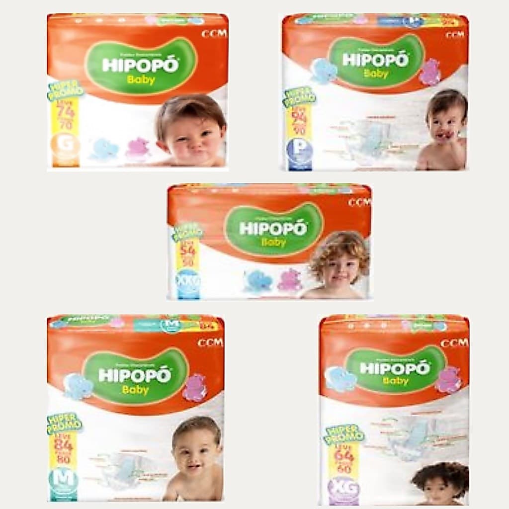Fralda Descartavel Hipopó Baby Pacote Hiper Tamanhos P M G XG XXG Absorçao Inteligente Painel Tridimensional